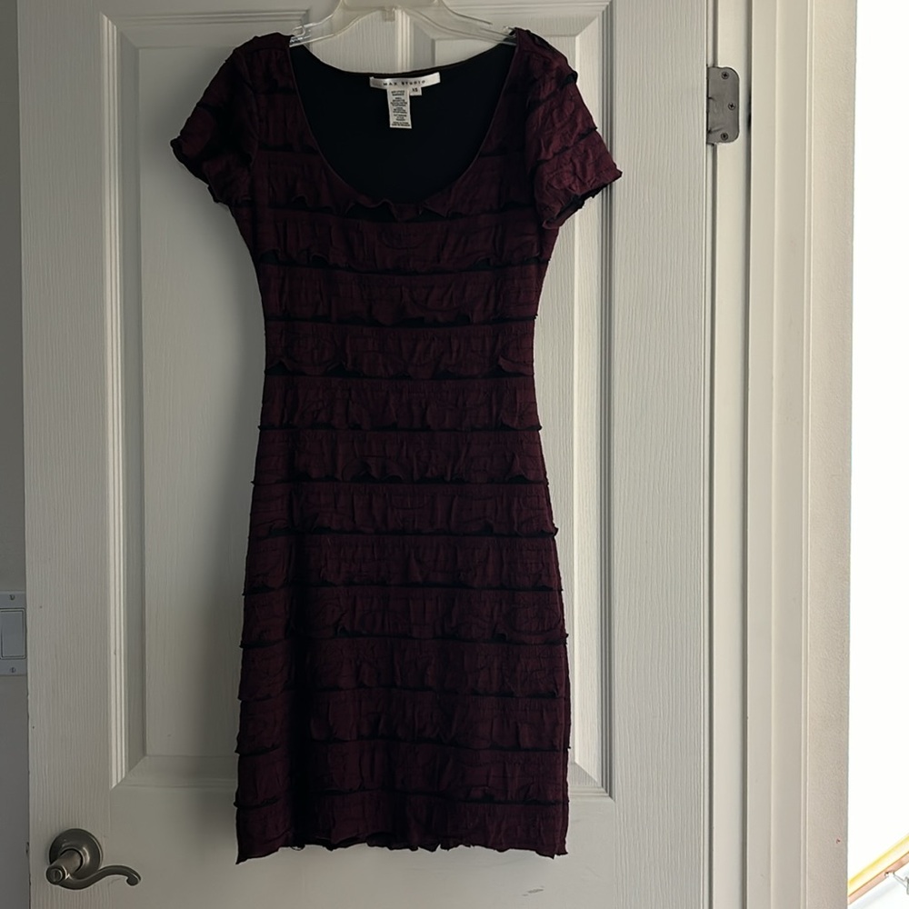 Max Studio Tiered Plum Dress Sz XS